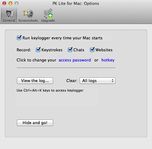 Perfect Keylogger for Mac Lite - General