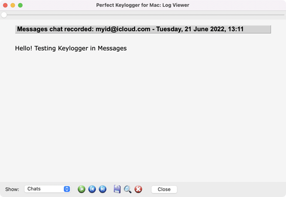 Perfect Keylogger for Mac - Chats in a log viewer